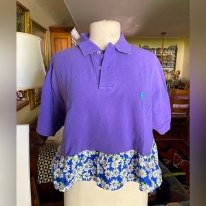 Polo Ralph Lauren purple short sleeve tee with added fabric at the bottom